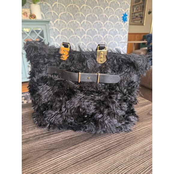 Vintage Christian Louboutin Paris Furry Leather Shoulder Bag - Picture 1 of 9